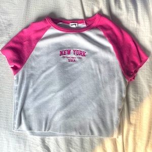 Pink and white New York shirt/ size small women’s